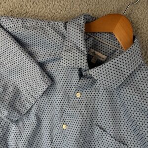 Peter Millar Button Shirt Mens 2XL Blue Geometric Print Casual Golf